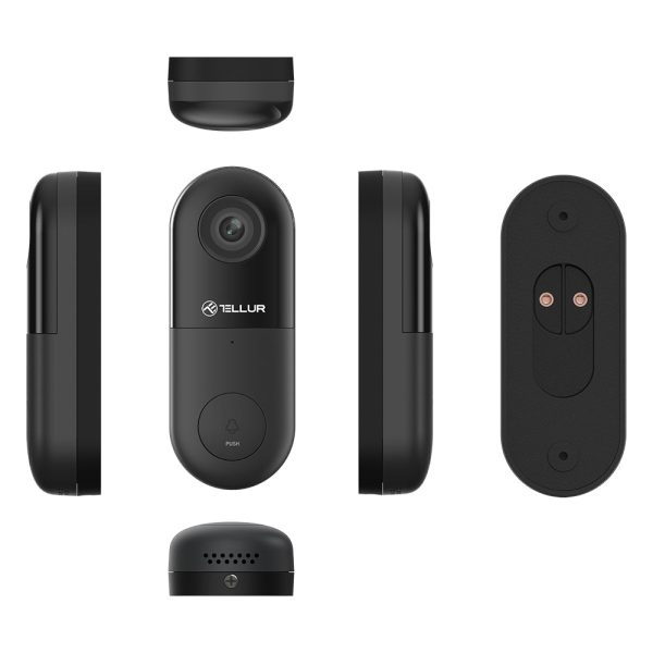 Tellur Smart WiFi Video DoorBell 1080P, PIR, Wired Black For Sale