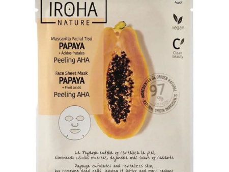 Valomoji veido kaukė Iroha Nature Peeling AHA Face Sheet Mask With Papaya & Fruits Acids MTIN34 For Sale