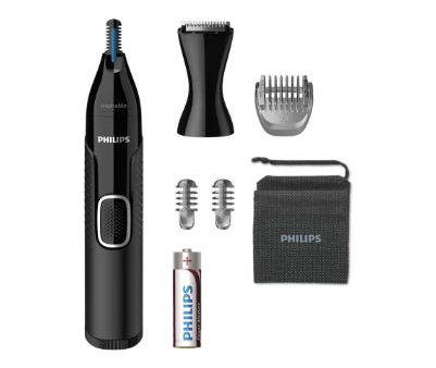 Philips Nose and ear trimmer NT5650 16 100% waterproof, AA-battery included, , precision comb, 2 eyebrow combs 3mm 5mm, on off button, black Fashion