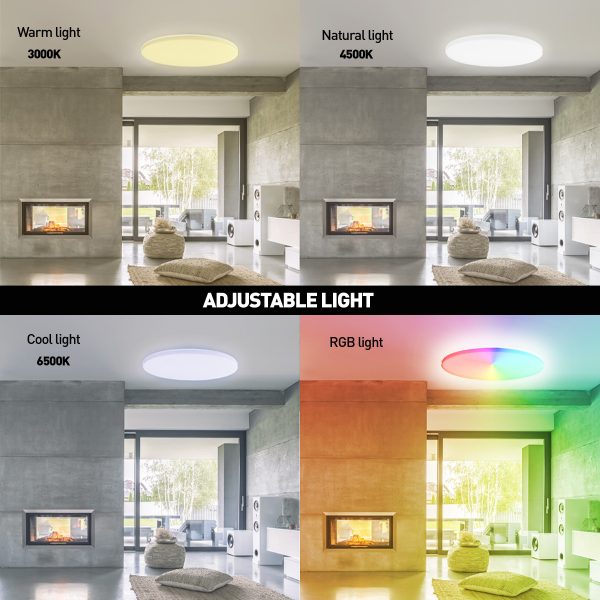 Tellur Smart WiFi Ceiling Light, RGB 24W, Round, White Fashion